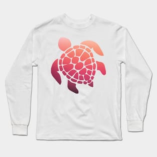 pink sunset ombre sea turtle Long Sleeve T-Shirt